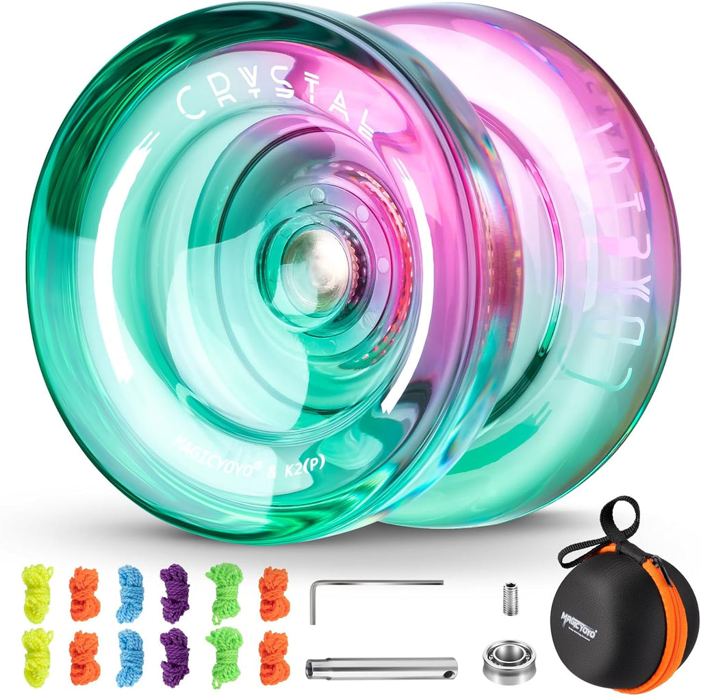 MAGICYOYO Crystal Yoyo K2 Pack of 3, Professional Responsive Yoyo for Kids Beginner, Dual Purpose Yoyos Replacement Unresponsive Bearing for Adults/Advanced+18 Strings+Remover Tool (Crystal Gradient) - Image 9