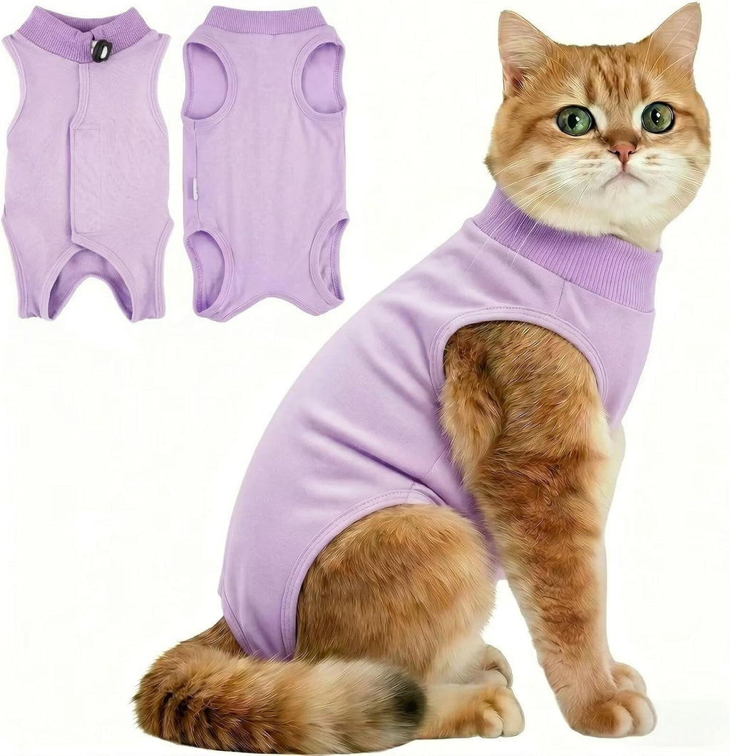 Comfortable fit of cat surgical suit on kitten