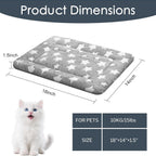 Soft puppy sleeping cushion on a living room tile floor
