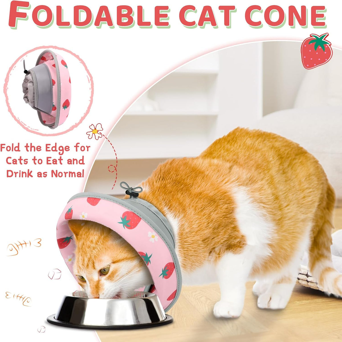 Waterproof pink kitten cone collar being wiped clean