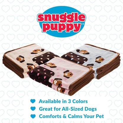 Snuggle Puppie durable pet blanket being used to swaddle a small puppy for warmth