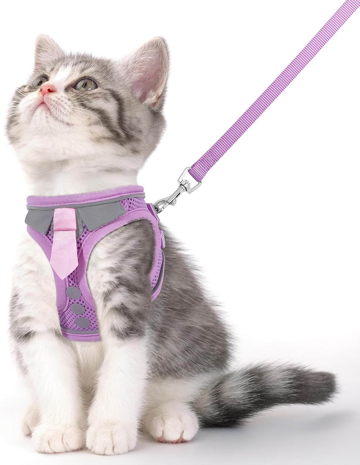 Cat Harness and Leash Set for Walking Escape Proof, Soft Adjustable Kitten Harness Breathable Mesh with Reflective Strips Harness for Kitty Puppy Bunny(Black,XS) - Image 10