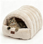 Covered Cat Bed Cave for Indoor Cats, 2-in-1 Enclosed Pet Bed for Small Dogs and Kittens with Zippered Washable Cat Mats, Cat House Bed, Grey - Image 12