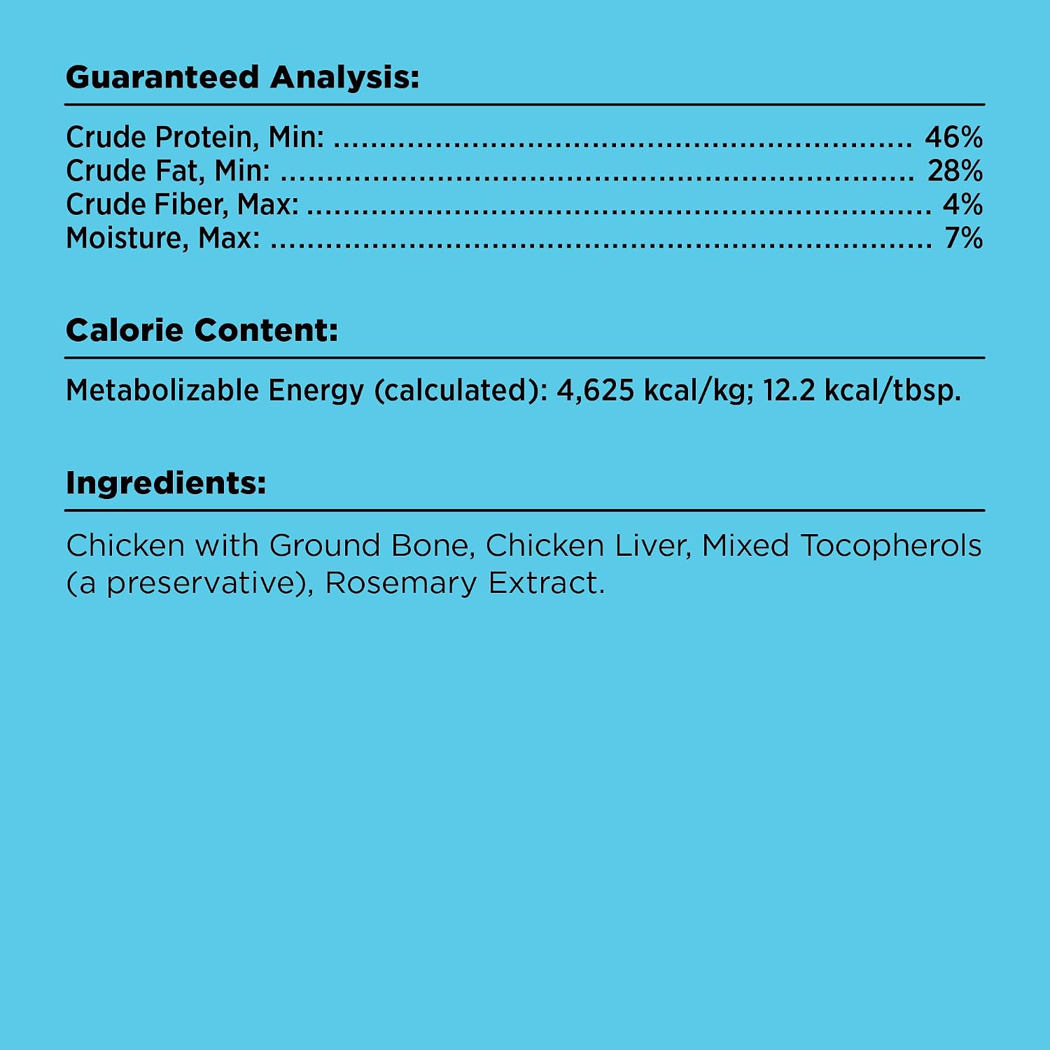 Back of BIXBI Liberty dog treat package showing ingredients.