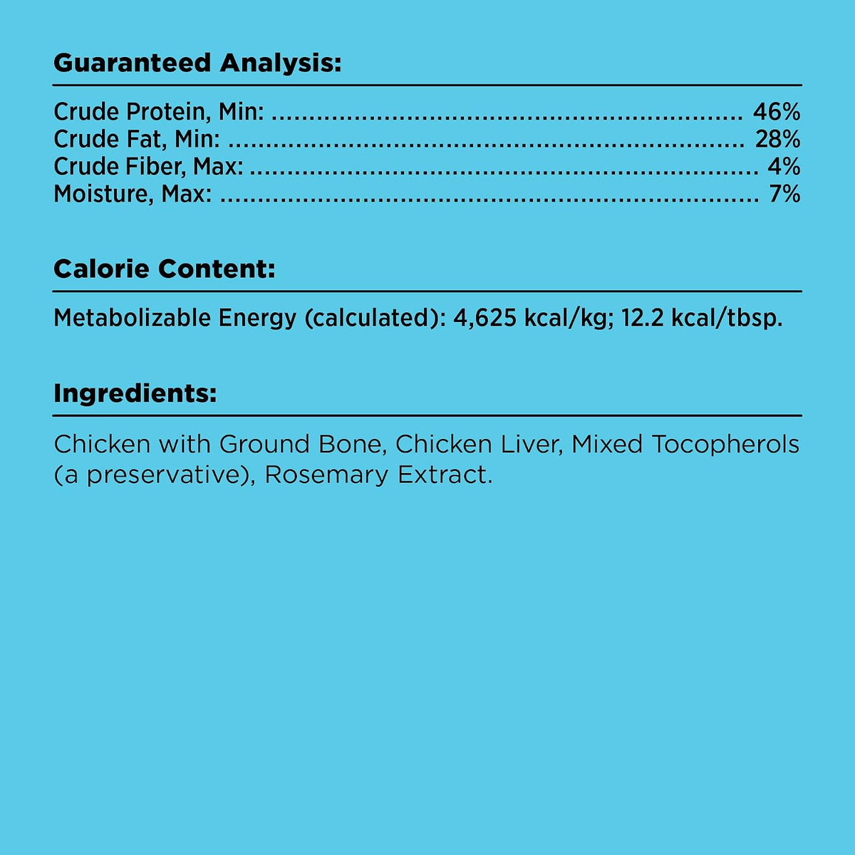 Back of BIXBI Liberty dog treat package showing ingredients.
