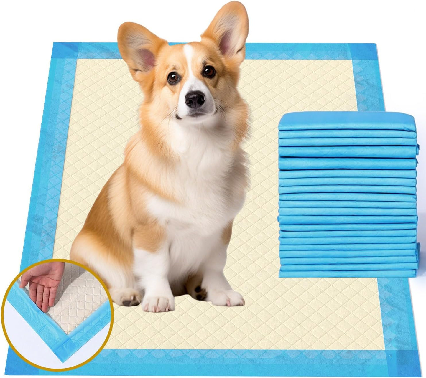 Gardner Pet Ultra Absorbent Thicker Dog Pee Pads Extra Large XL 28"x34" Leak-Proof Odor-Control Blue Puppy Training Pads Full Edge-Wrapping Pad for Dogs Dogs, Puppies, Doggie, Cats, Rabbits - 30 Ct - Image 10