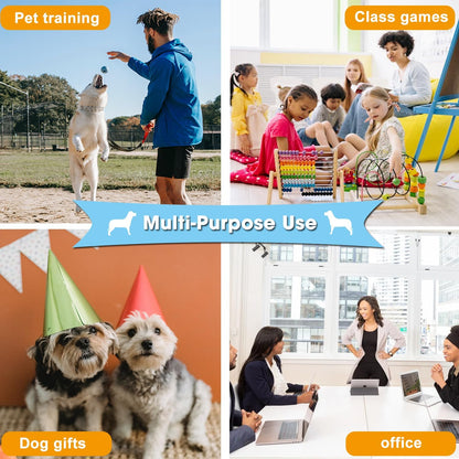 BoArt interactive pet training buttons kit used as a funny office desktop gadget.