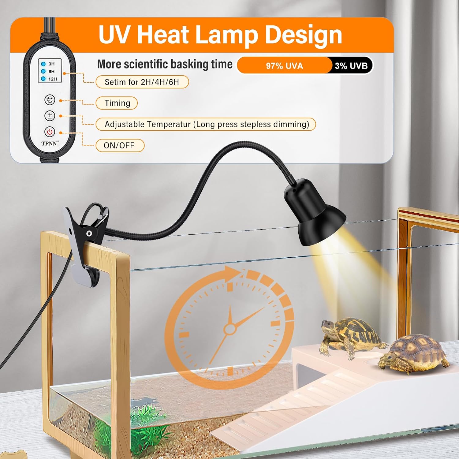 TFNN flexible gooseneck adjustment for turtle tank lighting