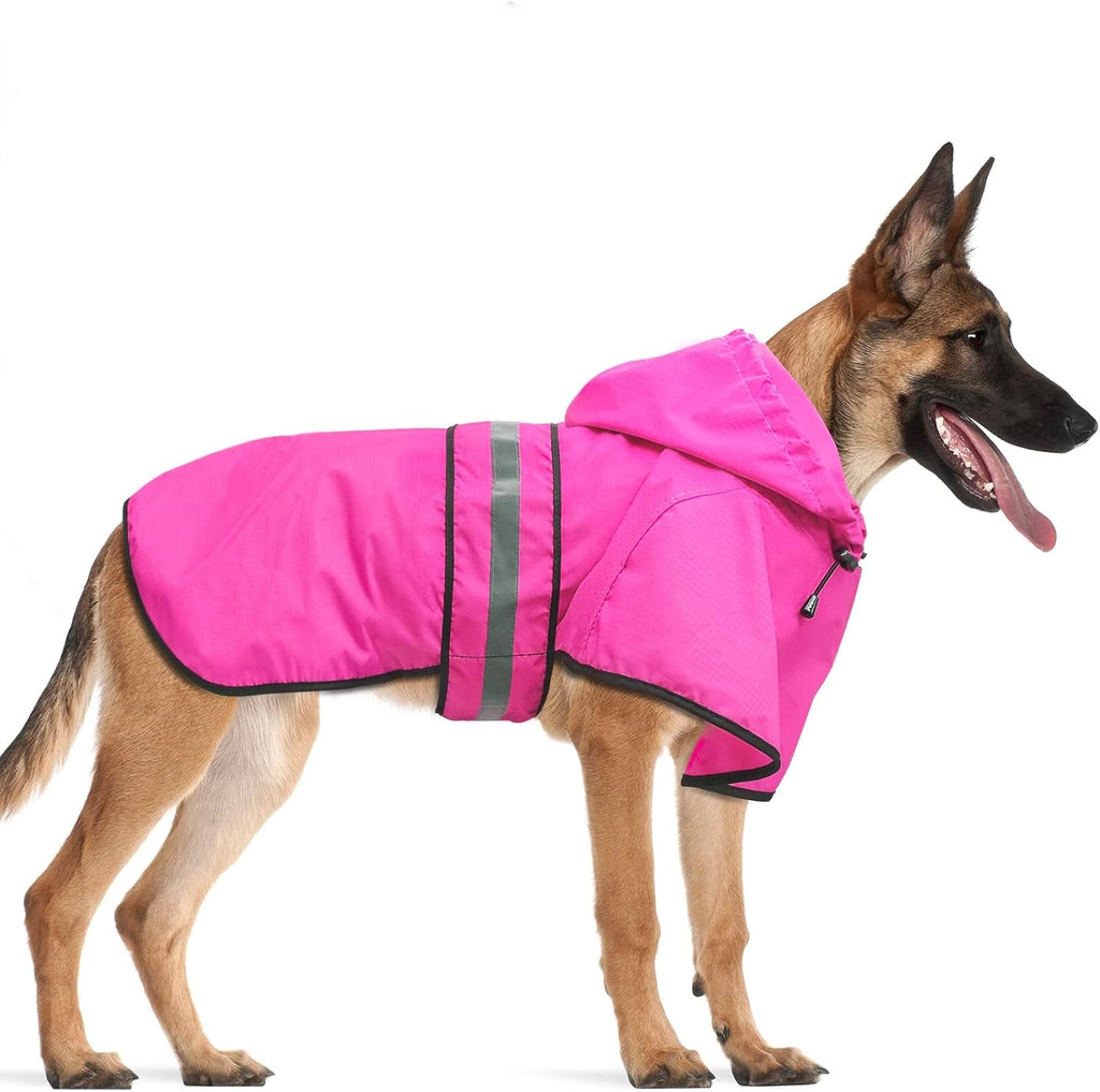 Weesiber dog raincoat in pink color front view showing protective hood for monsoon walks