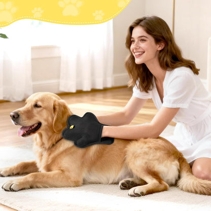 Paw N Pet hair remover glove collecting loose pet dander and lint on carpet