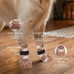 Side profile of Expawlorer dog socks with adjustable strap secured