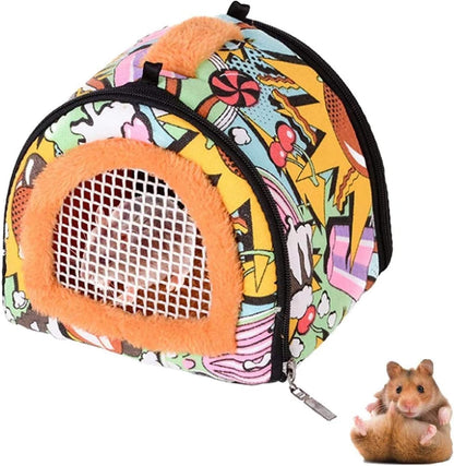 Hamiledyi Hamster Carrier Bag Gerbil Outgoing Travel Pouch Sugar Glider Breathable Carrying Strap with Zipper Suitable for Rat Hamster Mice - Image 1