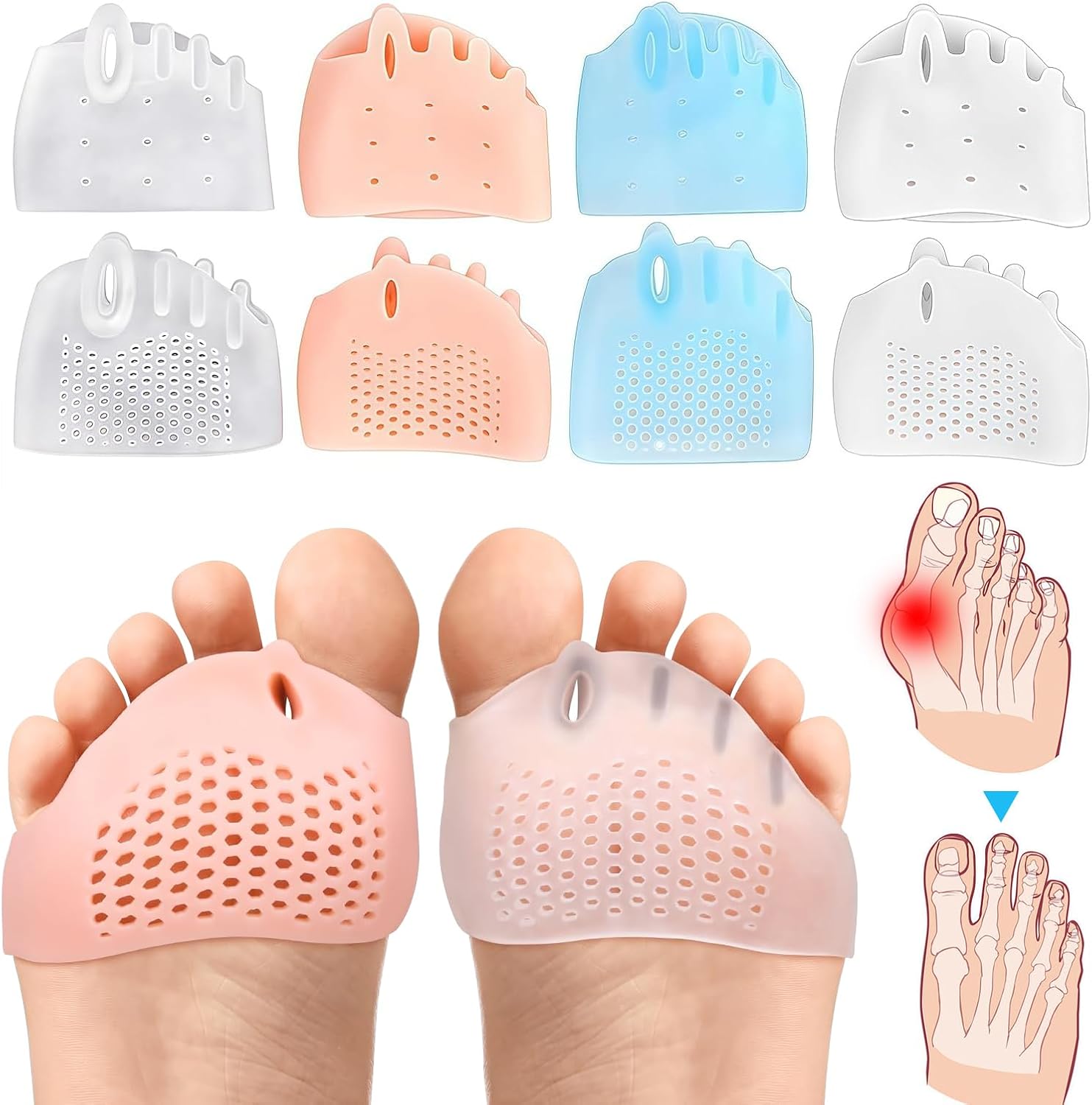 YSDYY silicone toe separators front view for bunion relief
