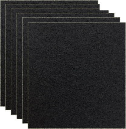 Beacozofu charcoal cat litter box replacement filter front view showing a pack of six thick black carbon pads.