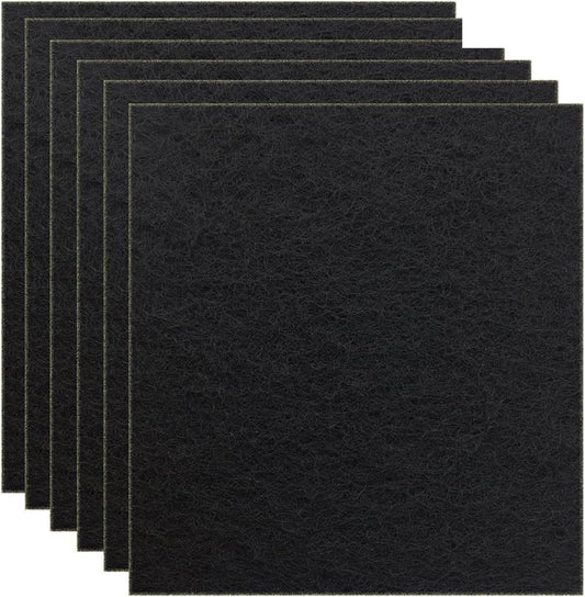 Beacozofu charcoal cat litter box replacement filter front view showing a pack of six thick black carbon pads.