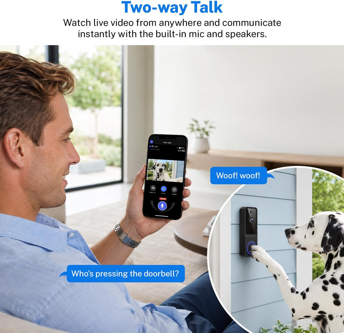 Close up of ByteBlaz doorbell lens showing night vision capability