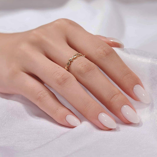 Btartbox soft gel short almond press on nails cream puff front view