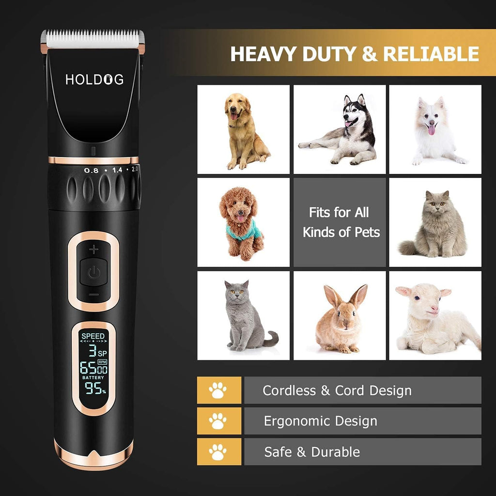 HOLDOG rechargeable cordless pet grooming tools with attachment combs kit
