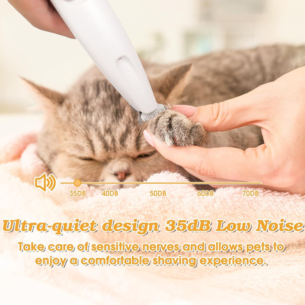 Rechargeable dog hair shaver with built in light illuminating pet paw pads