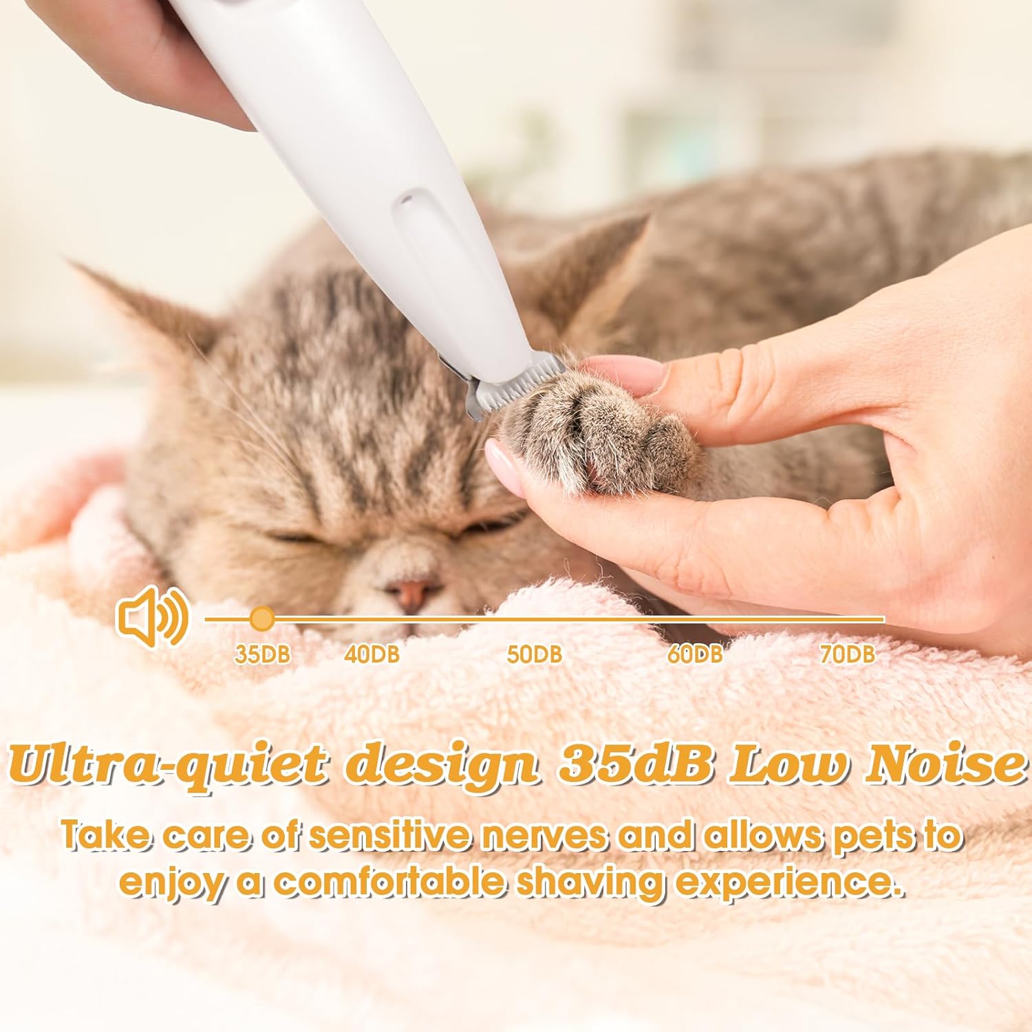 Rechargeable dog hair shaver with built in light illuminating pet paw pads