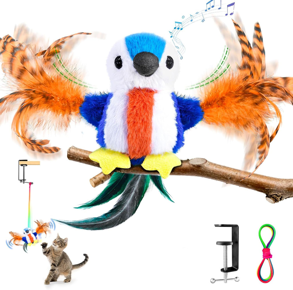 Zeepet interactive flapping bird cat toy front view showing realistic plush parrot design.
