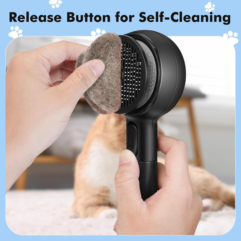 LACOKI pet brush showing dual steam mode controls for custom mist levels.