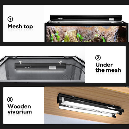 Hygger Zoo desert reptile fluorescent tube light fixture on mesh lid