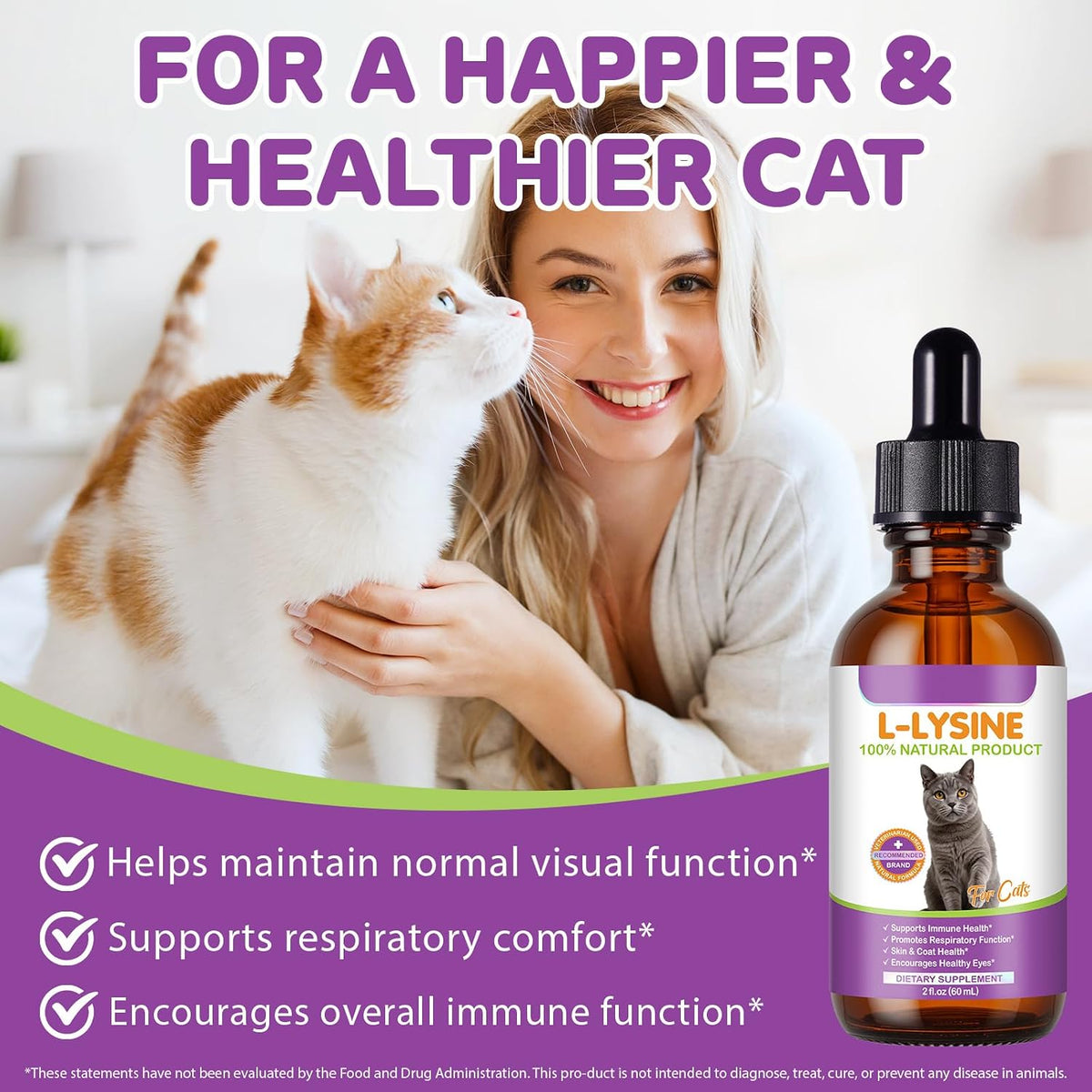 Two packs of Bnhulmxw cat lysine liquid drops