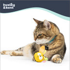 Close-up of the ultra-soft cotton blend fabric on the Bumble Bee Flinger kitten toy.