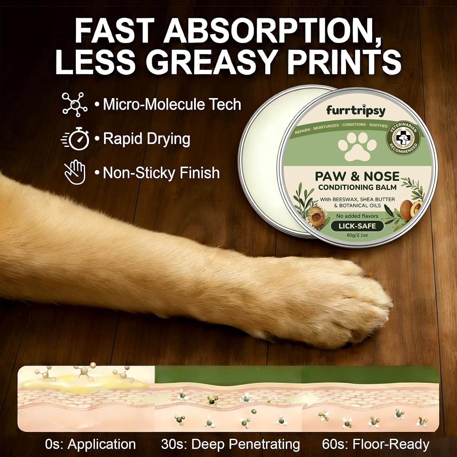 Imported USA paw protector balm ingredient callout visualization