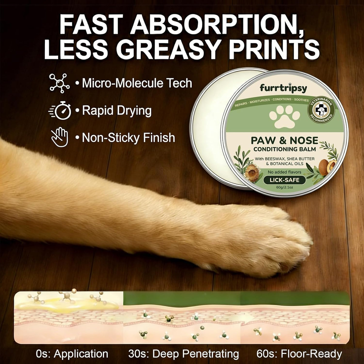 Imported USA paw protector balm ingredient callout visualization