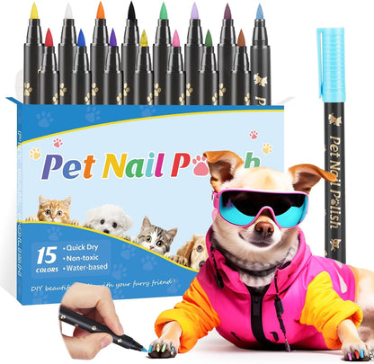 Dog Nail Polish Pens Quick Dry,12 Colors Safe Dog Nail Polish Set to DIY Pretty Nails, Ideal Gifts for Dogs Cats Light Dark Nails, Odorless, Non-Toxic, Water-Based Pet Nail Accessories Set - Image 10