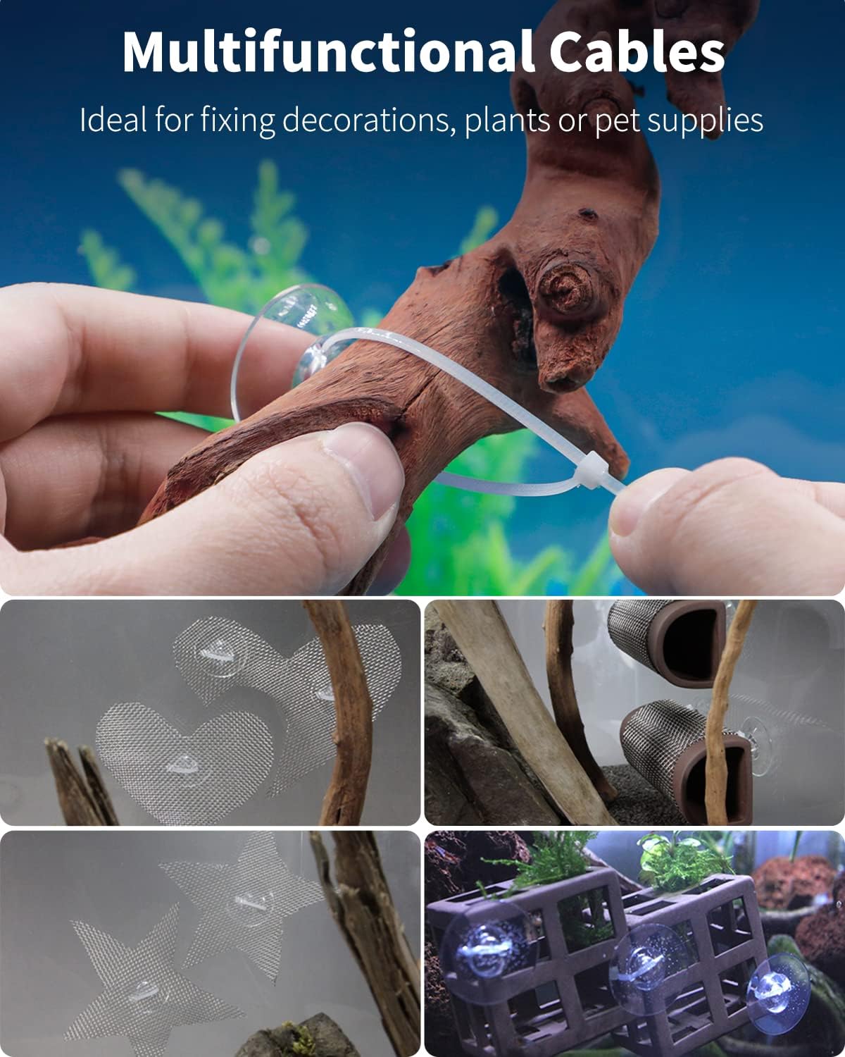 Pawfly transparent suction cups and adjustable zip ties layout