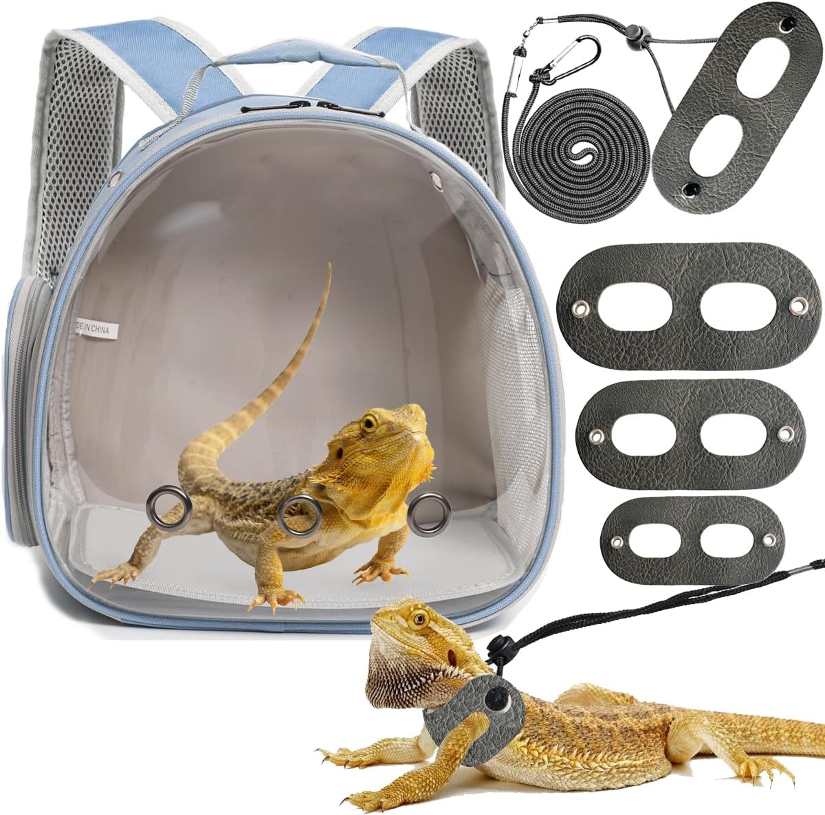 Bearded Dragon Backpack Carrier,Reptile Portable Backpack Carrier with Small Backpack Harness Leash Set,Space Capsule Clear Bubble Window Travel Backpack for Lizard Travel,Guinea Pig,Rabbit - Image 15