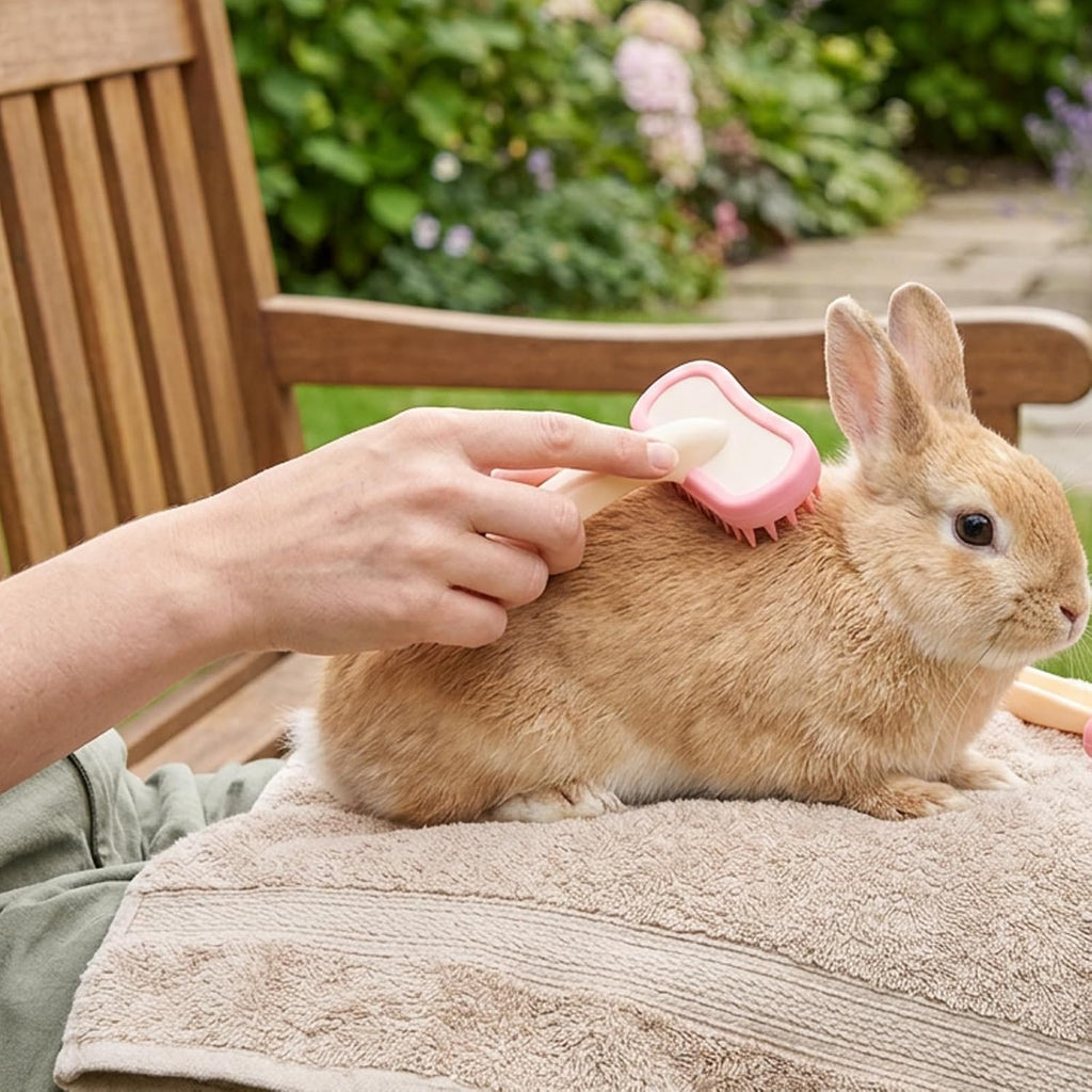 Two piece soft silicone pet brush set for chinchillas and guinea pigs