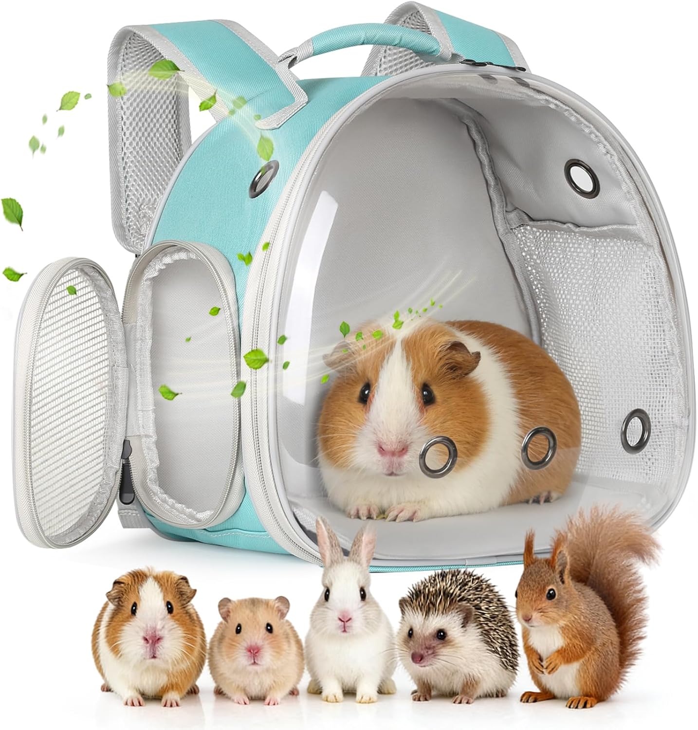 Guinea Pig Carrier Backpack, Clear Bubble Window Backpack for Guinea Pig, Bunny Rat Bird (Black, Carrier) - Image 10