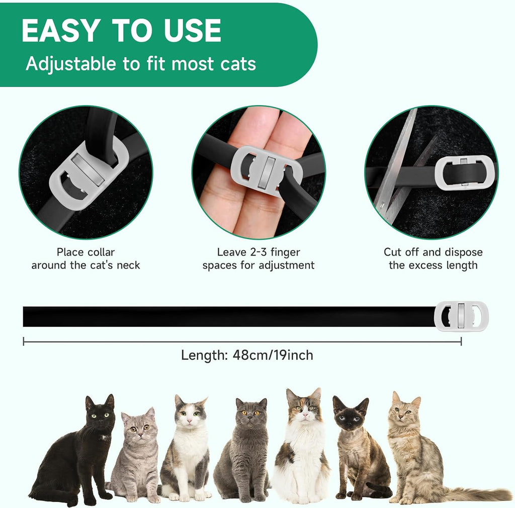 Instructions graphic for fitting the flea collar on a cat