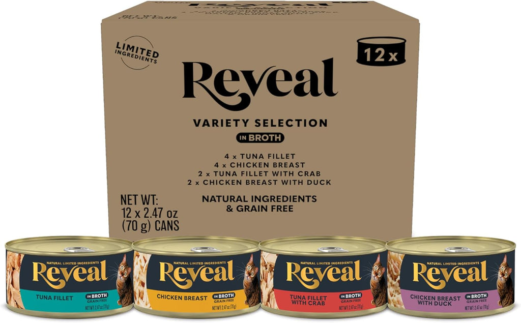 Reveal Fish Variety Pack Wet Cat Food in Broth 20-Pack, 5-Flavor, Protein, Limited Ingredient, Grain Free, Natural Canned Cat Food, No Fillers, No By-Products (20 x 2.47 oz Cans) - Image 15