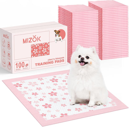 MIZOK Puppy Pads Pink 22x22in, Quick-Dry Puppy Training Pads with Pheromone Attractant, Decorative Cherry Blossom 6-Layer Heavy Duty Leak-Proof Pet Pads, Disposable (50 Count) - Image 11