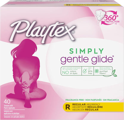 Playtex Simply Gentle Glide Tampons 40 count box with regular absorbency