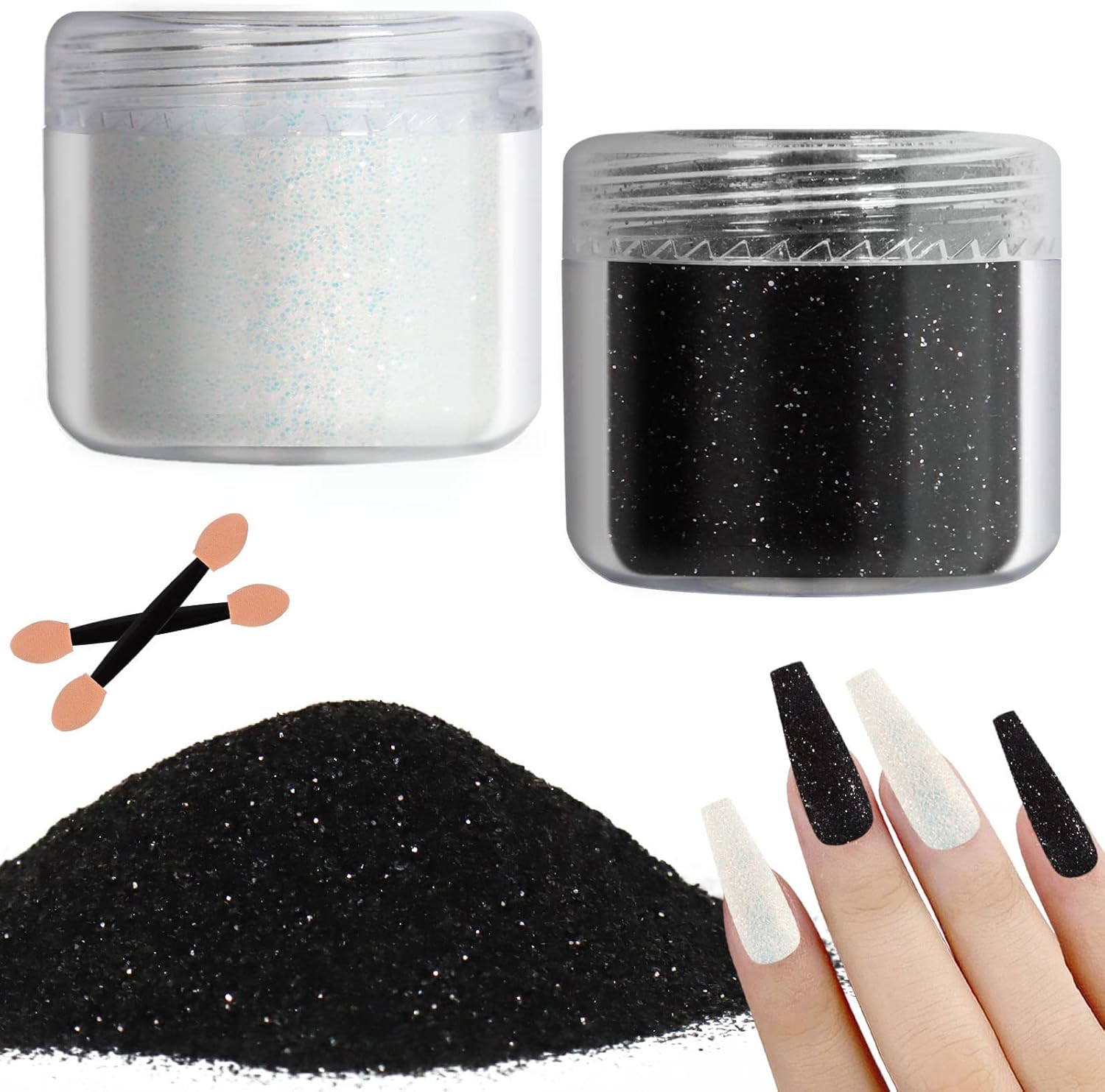 Allstarry 2 Colors Nail Glitter Dust set front view