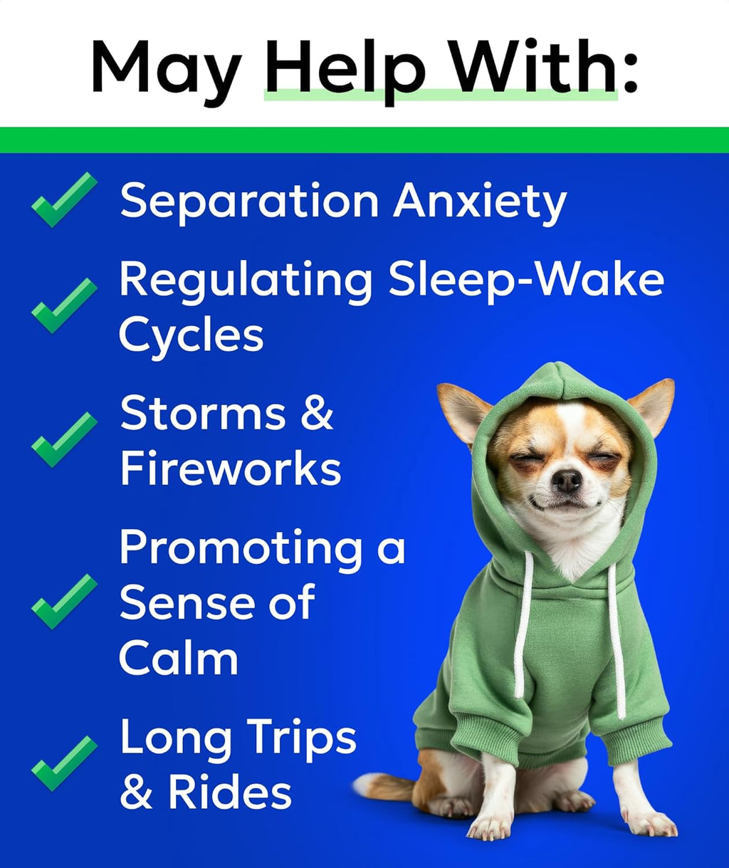 Bark And Spark bacon flavored canine calming chews for thunderstorm anxiety