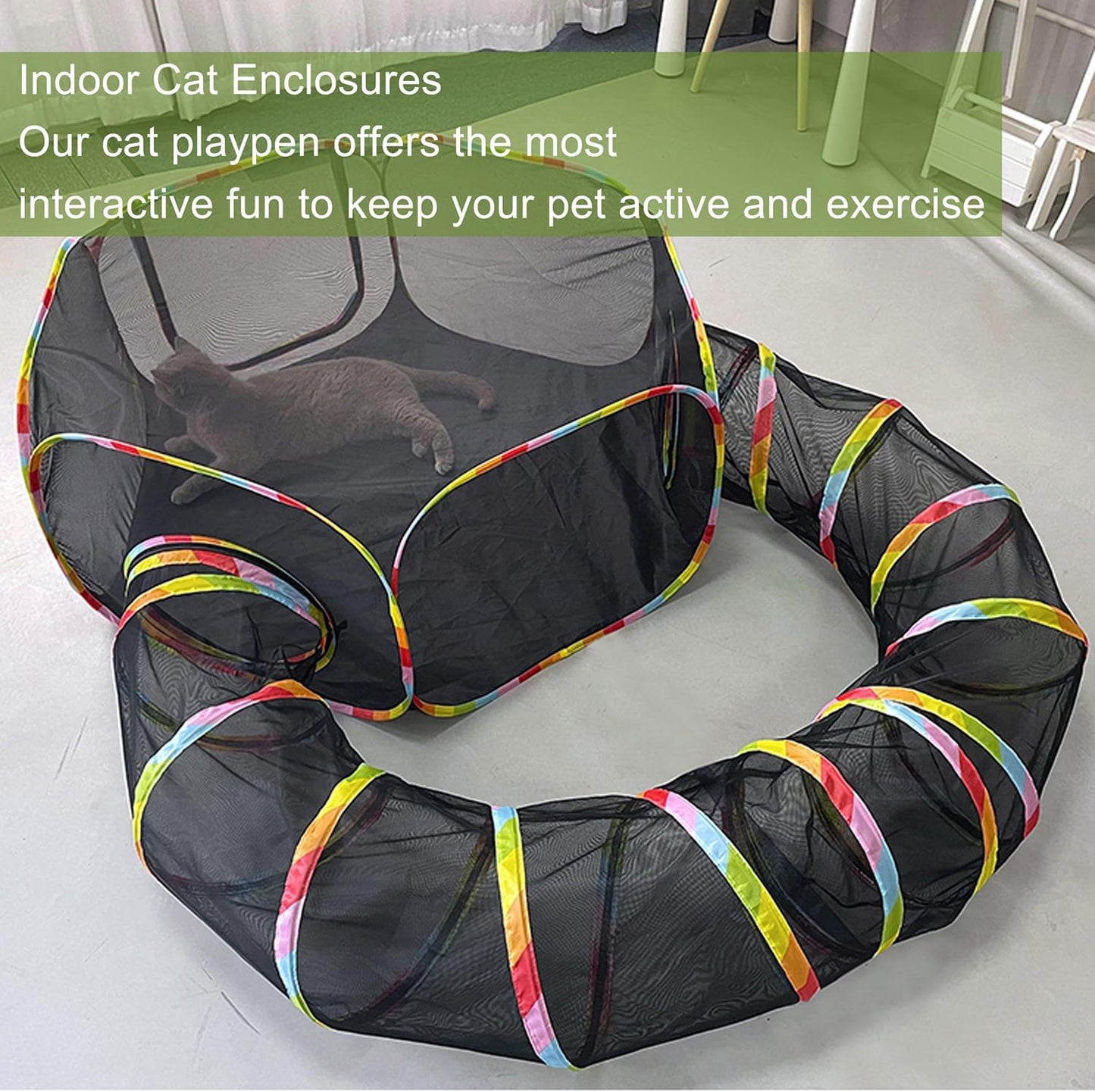 CLKHOWL iridescent pop up catio playground providing safe outdoor activity space for small animals