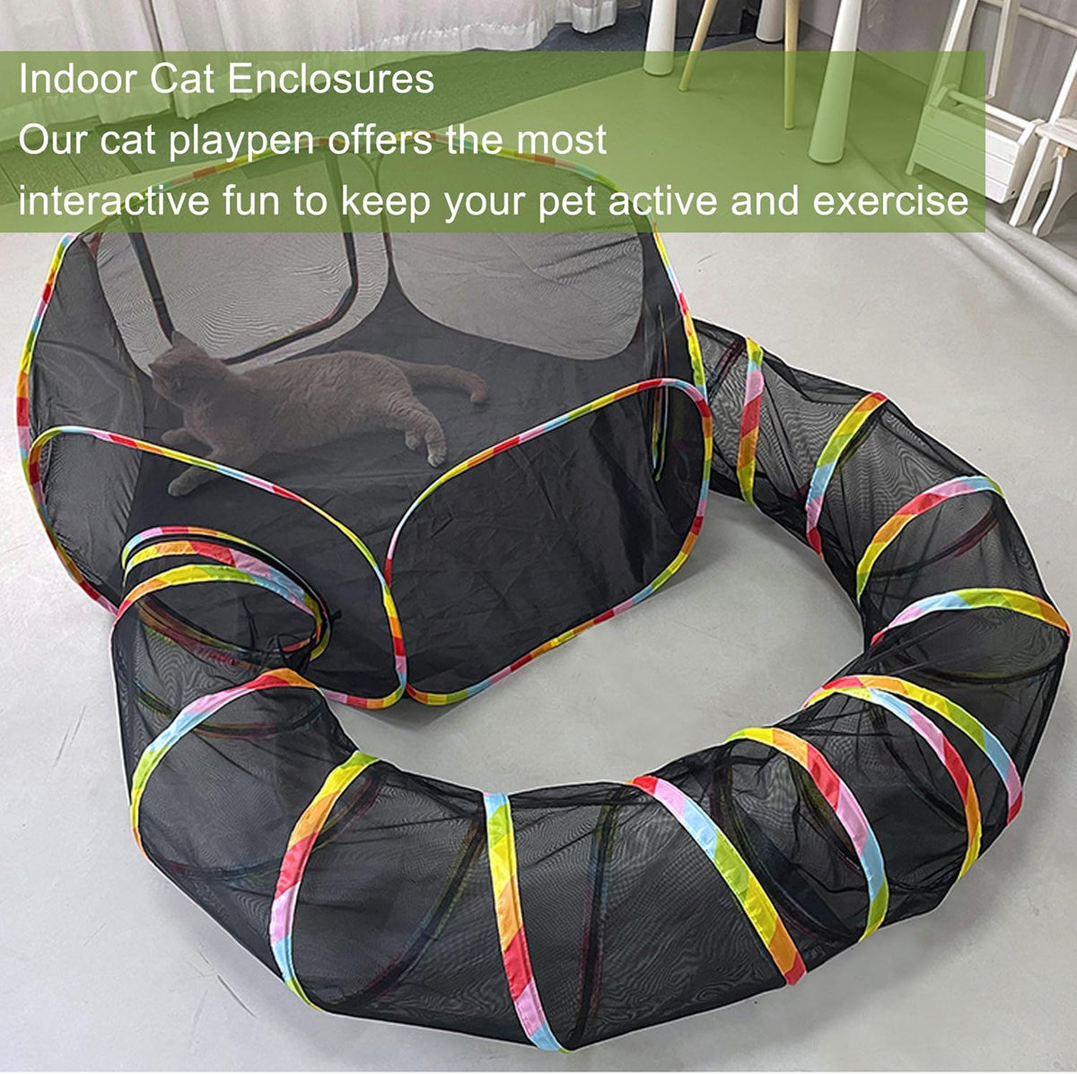 CLKHOWL iridescent pop up catio playground providing safe outdoor activity space for small animals