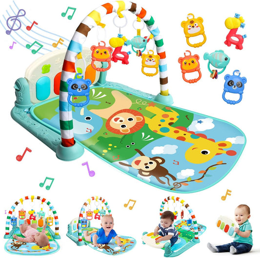 TOY Life Baby Play Mat front view showing the colorful cushioned activity mat and kick piano gym.