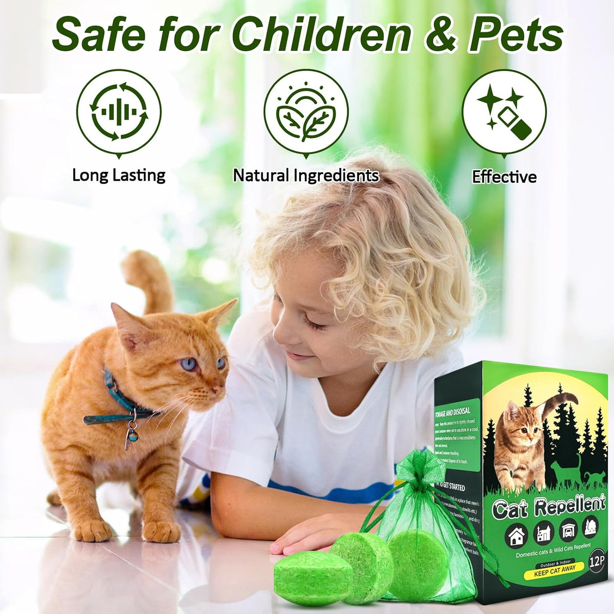 Outdoor garden setting with Mgkenk cat deterrent hanging