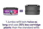 Step-by-step instructional view demonstrating how to change the jumbo refill film cartridge inside the Litter Genie XL Plus Pail.