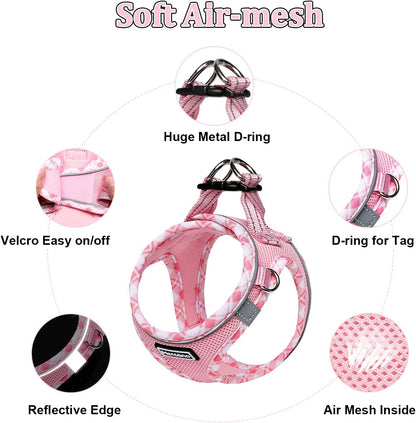 Mercano pink pet vest harness reflective strip detail for safe night walking