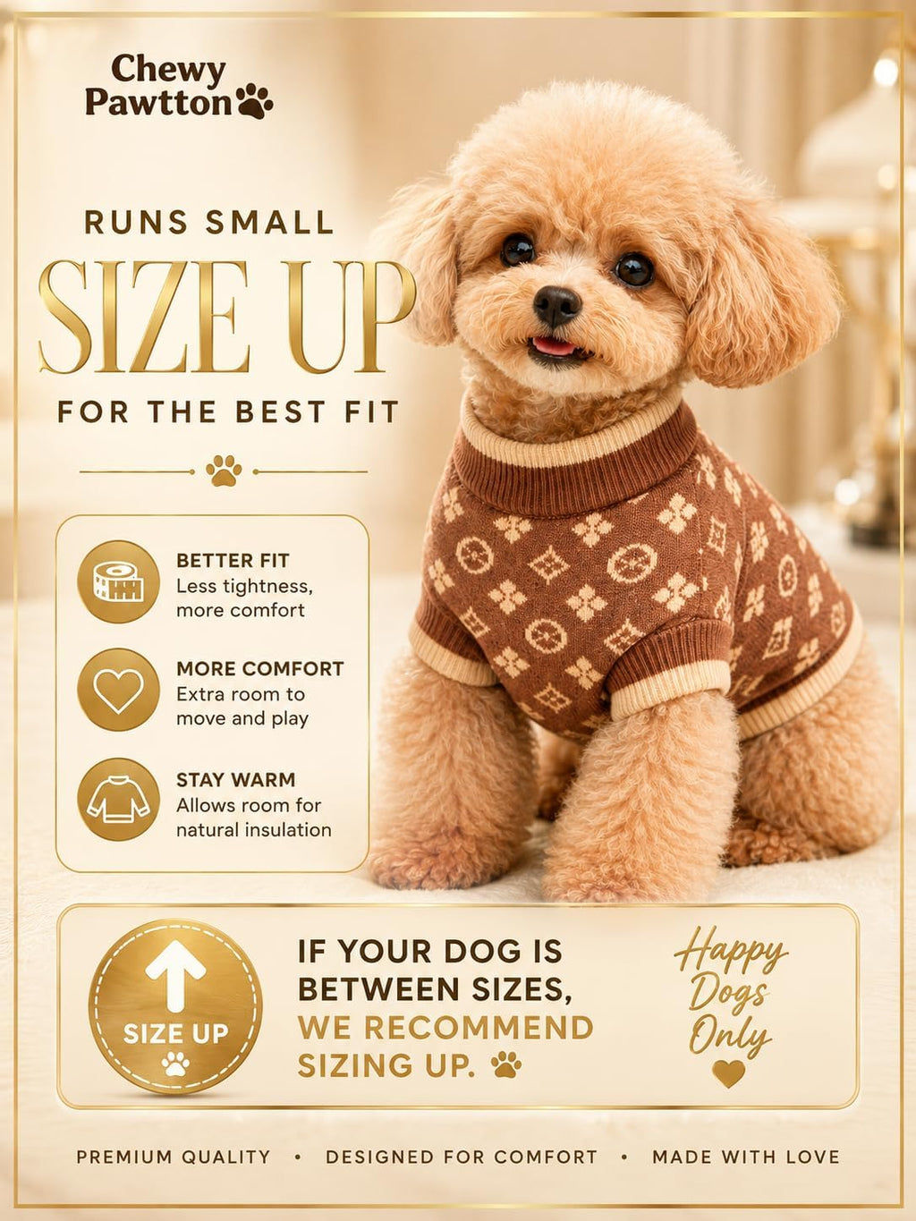 Everything Chic designer pet outfit turtleneck pullover close up fabric detail