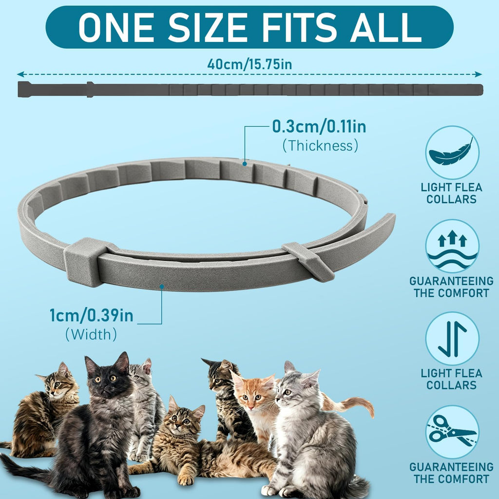 Flea Collar for Cats, 2 Pack Collar for Cats, Offers 12 Months Protection, Waterproof, Adjustable, One Size Fits All Cat, Light Blue - Image 6